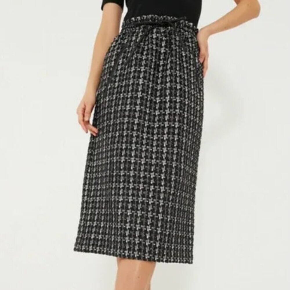 Tuckernuck Onyx Black Tweed Cece Midi Skirt NWT Size Large